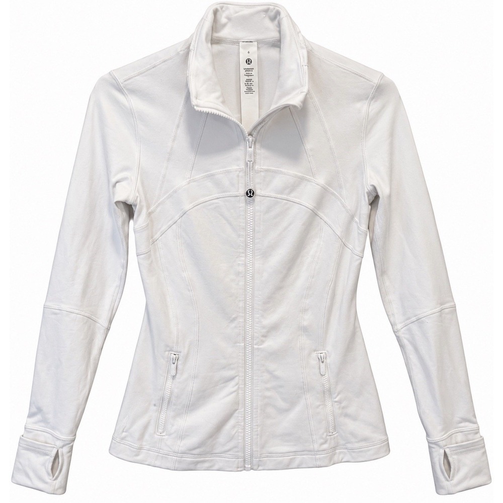 Lululemon Women's Size 2 White Full Zip Jacket Thumbholes Athletic Running AR8
